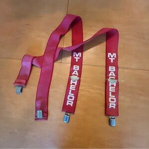 Vintage Mt Bachelor Oregon Red White Alpine Ski Suspendors